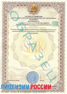 Образец сертификата соответствия (приложение) Тверь Сертификат ISO 13485